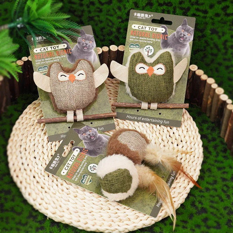 Selbst beruhigende Katzen-Minzefedern im Eulen-Stil, Polygonum-Backenzähne, Zahnreinigung und bissfestes Heimtierbedarf, Katzenspielzeug