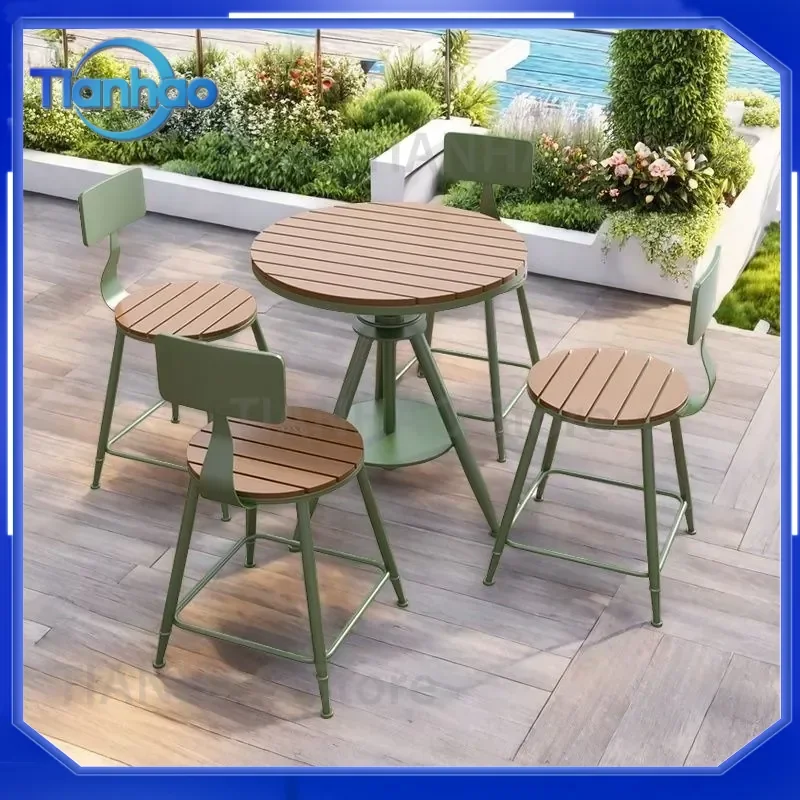 Outdoor Nordic Table and Chair Set for Balcony Courtyard Dining Waterproof Sun Protection Garden Furniture