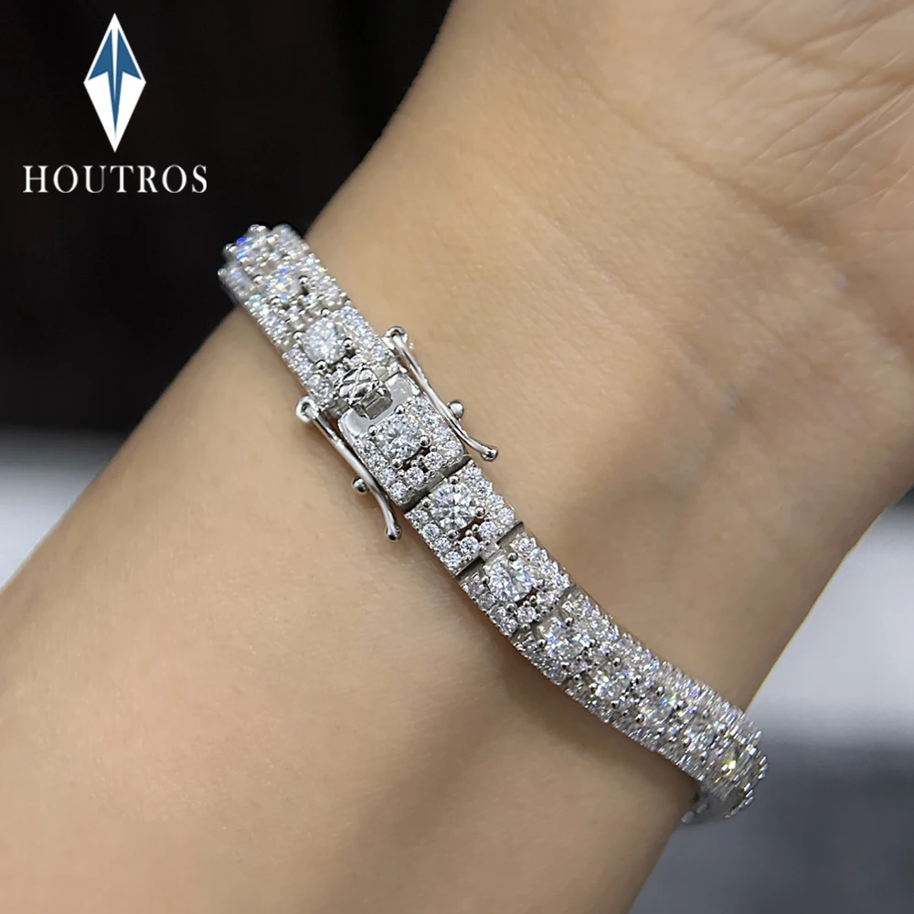 

Real D Color Full Moissanite Tennis Bracelet for Women 925 Sterling Silver Sparkling Diamond Wrist Chain Party Wedding Jewelry