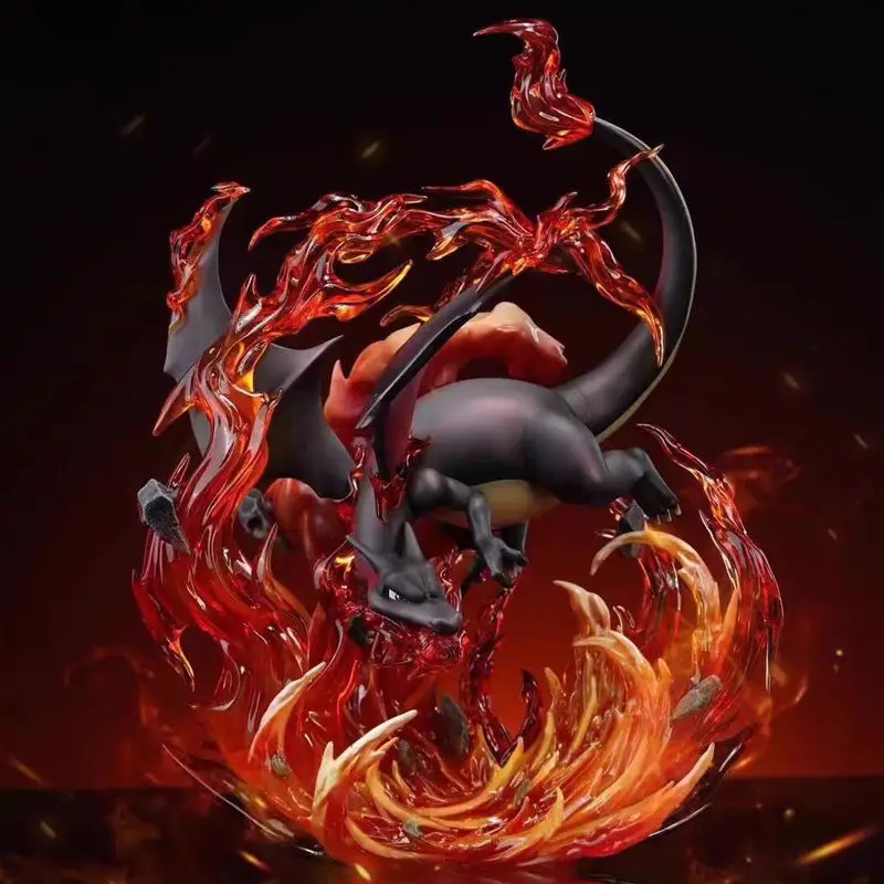 Anime Pokemon Charizard Figurki 21cm Czarny Charizard Action Statue Collect Desktop Decoration Collection Toy Christmas Gifts