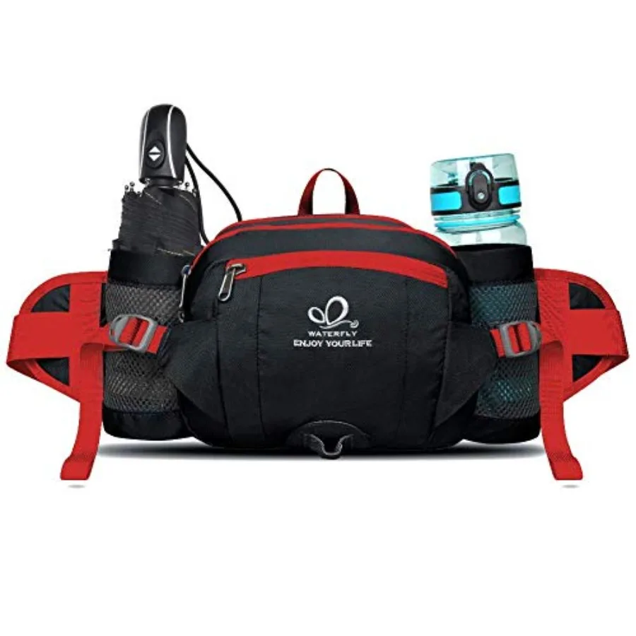 

Поясная сумка WATERFLY: поясная сумка с 2 держателями для бутылок, поясной ремень для походов, прогулок, бега, джоггинга, кемпинга, большая, женская