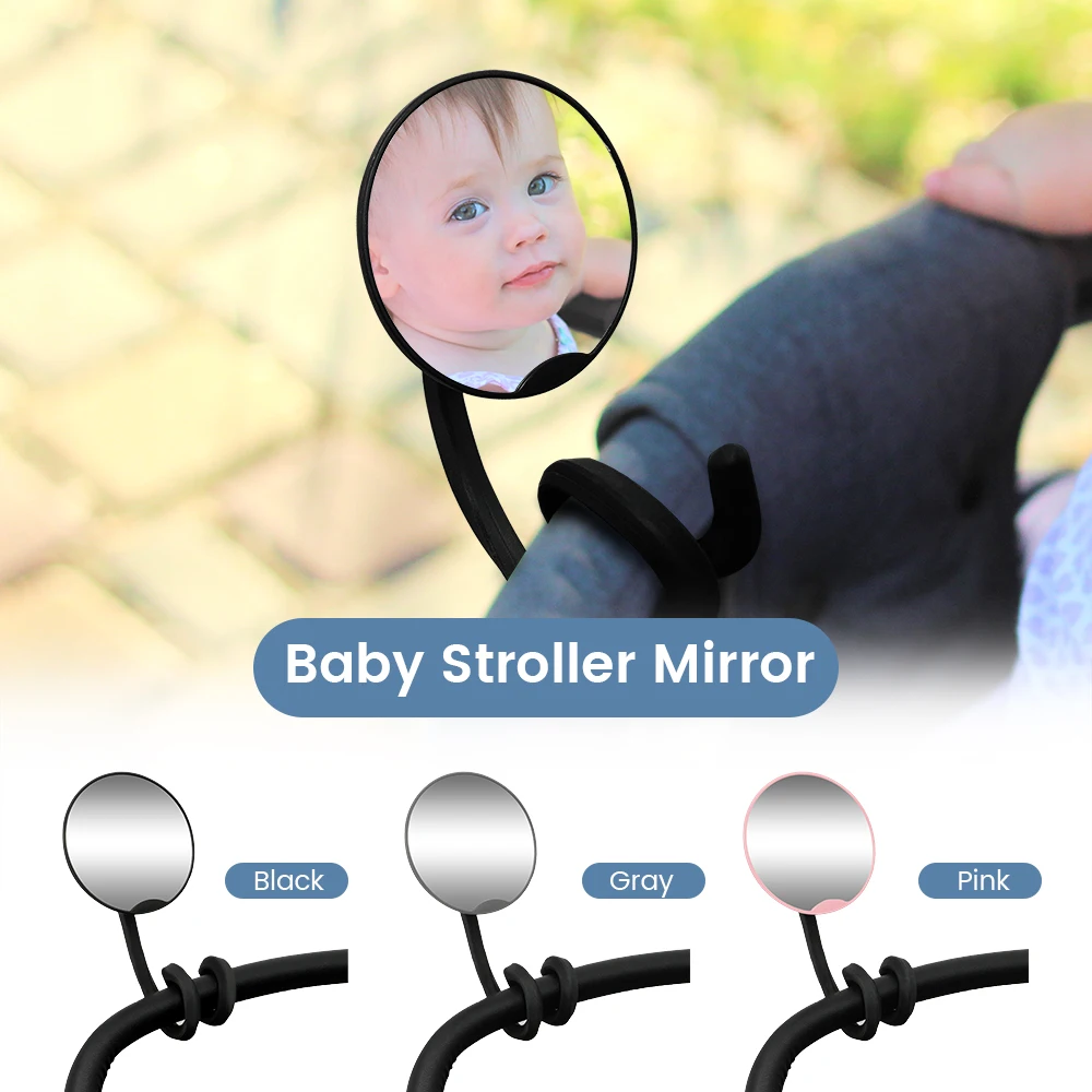 1PC Testado em Colisão 360 °   Espelho Retrovisor Ajustável de Silicone para Carrinho de Bebê, Inquebrável, Ajuste Universal, Fácil de Instalar