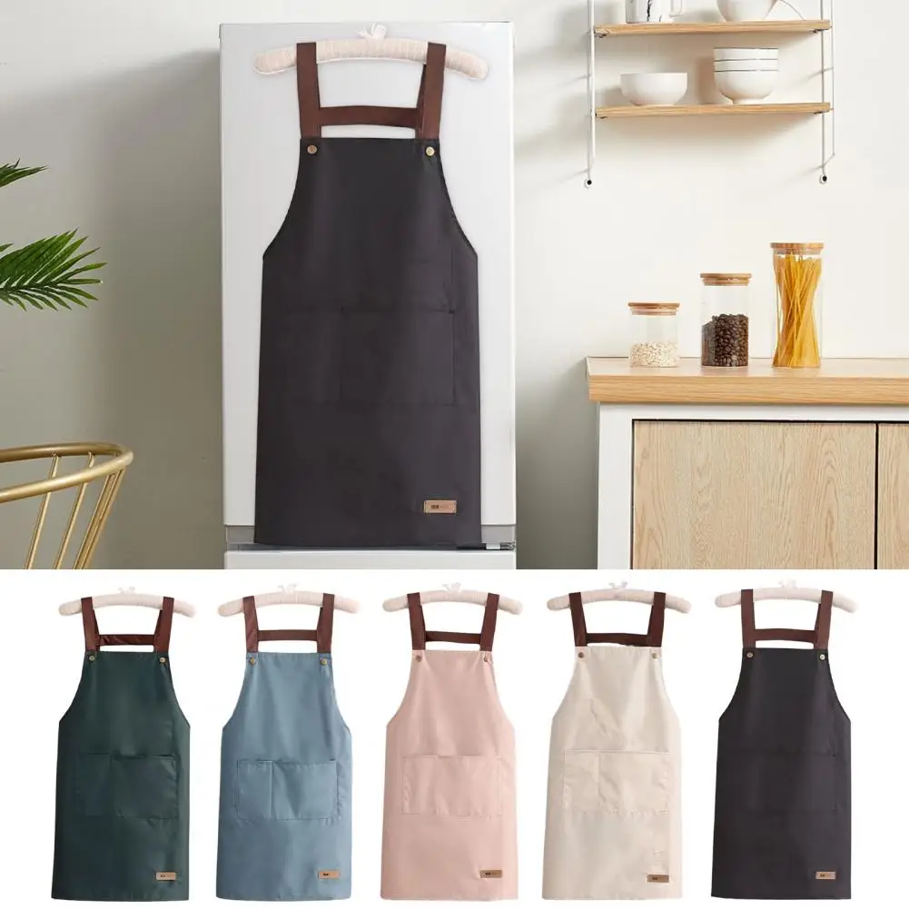 

Cooking Apron Unisex Waterproof Oil-proof Kitchen Apron with Large Pockets Fashionable Workwear Kitchen Supplies Tool