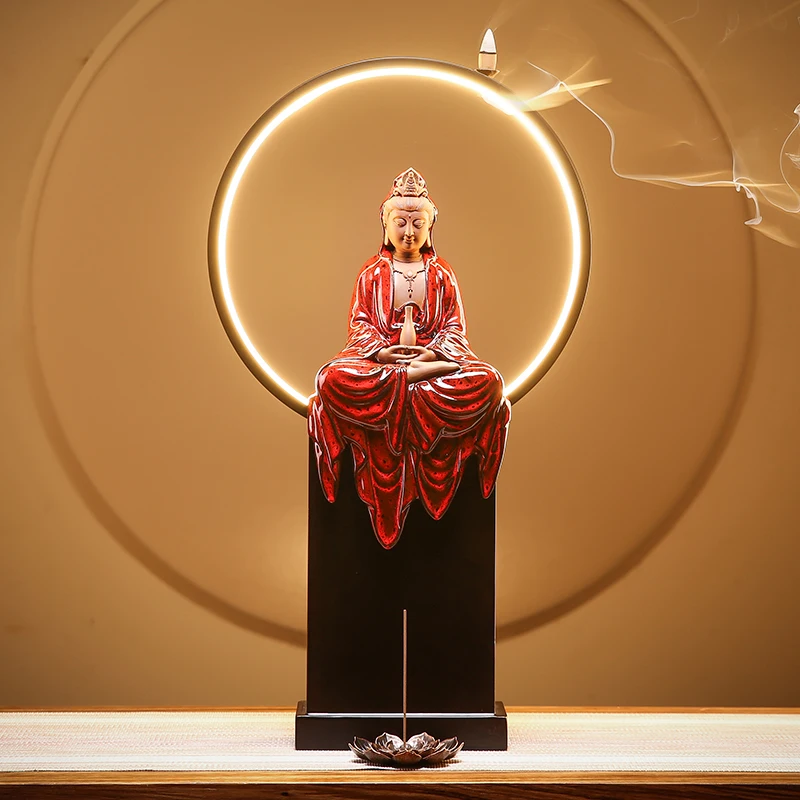 

large high grade decor Buddhist Taoism Buddha statue Buddha light Guanyin bodhisattva Ceramic statue bless safe health