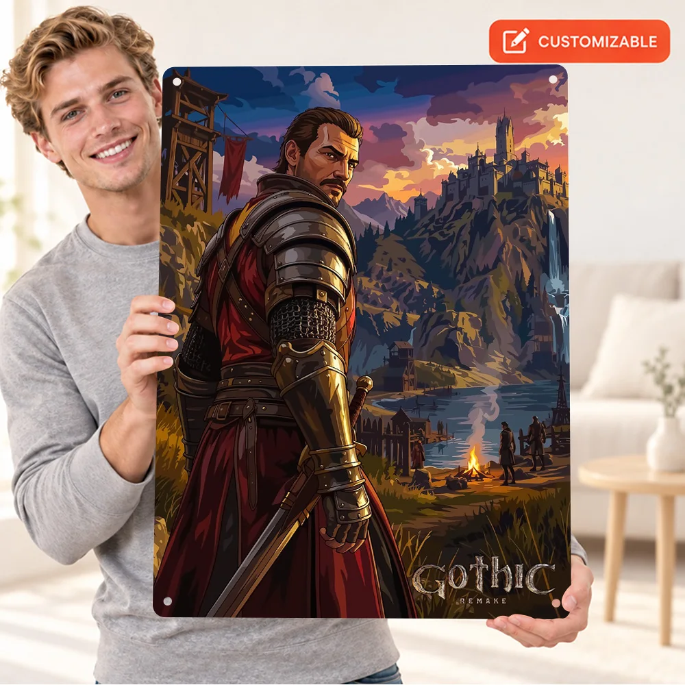 Gothic Remake Knight Fantasy Textured Metal Poster Bold Design Home Office Wall Art Customized Aluminum Sign Housewarming Gift