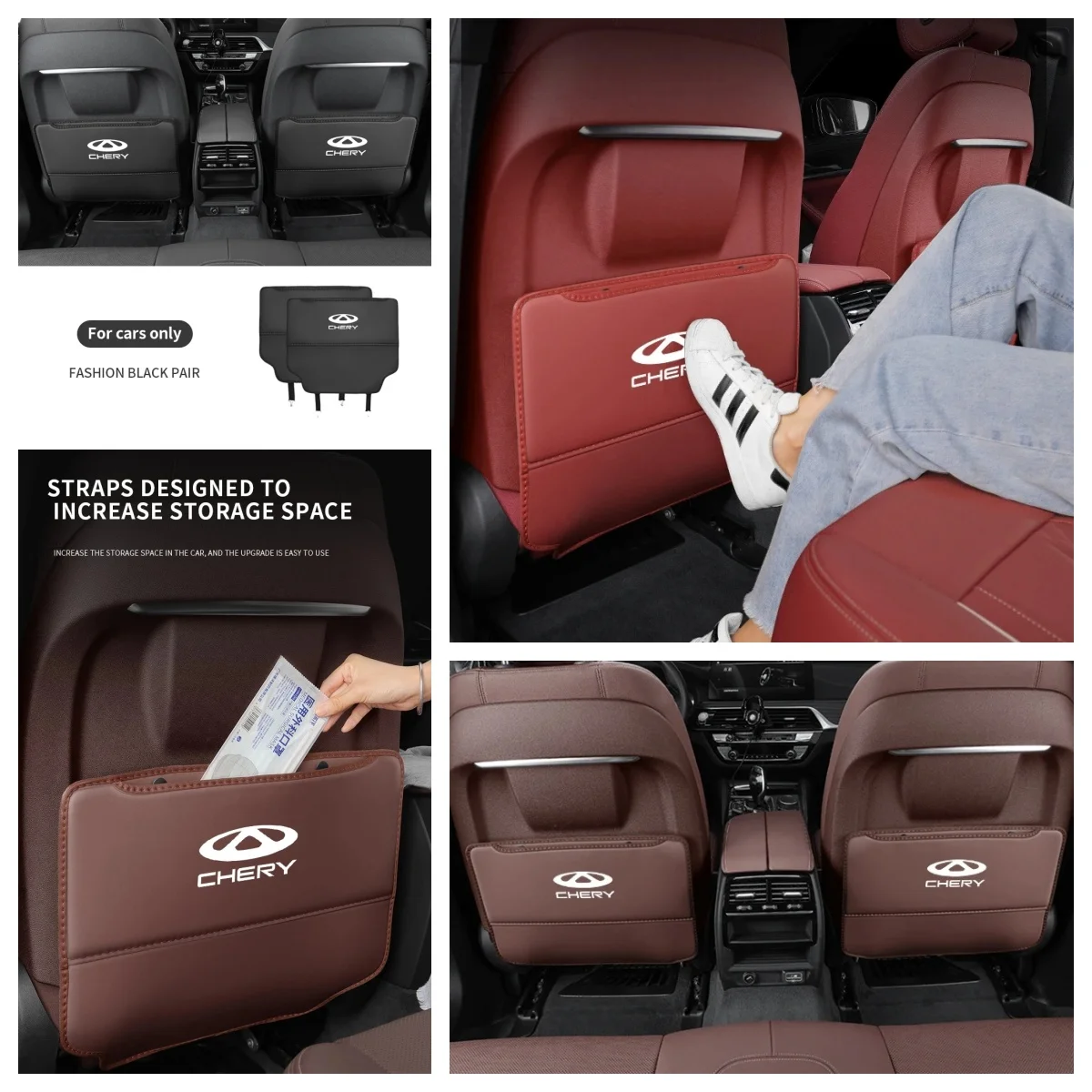 Chery Seat Back Anti‑Dirty Anti‑Kick Protector Pad With Storage Pocket Fit Tiggo7 Pro Tiggo8 Tiggo9 Omoda C5 Arrizo5 Arrizo8 Car