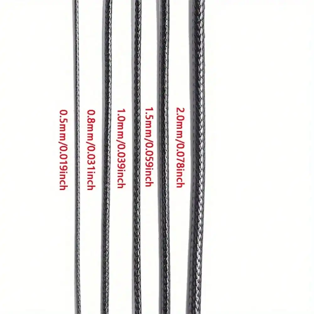 10 Meter 0,5mm-2,0mm Schwarzes Lederband Gewachster Baumwollfaden Schnüre für Halsketten Armbänder Seil für Schmuckherstellung DIY Zubehör – Detail 6