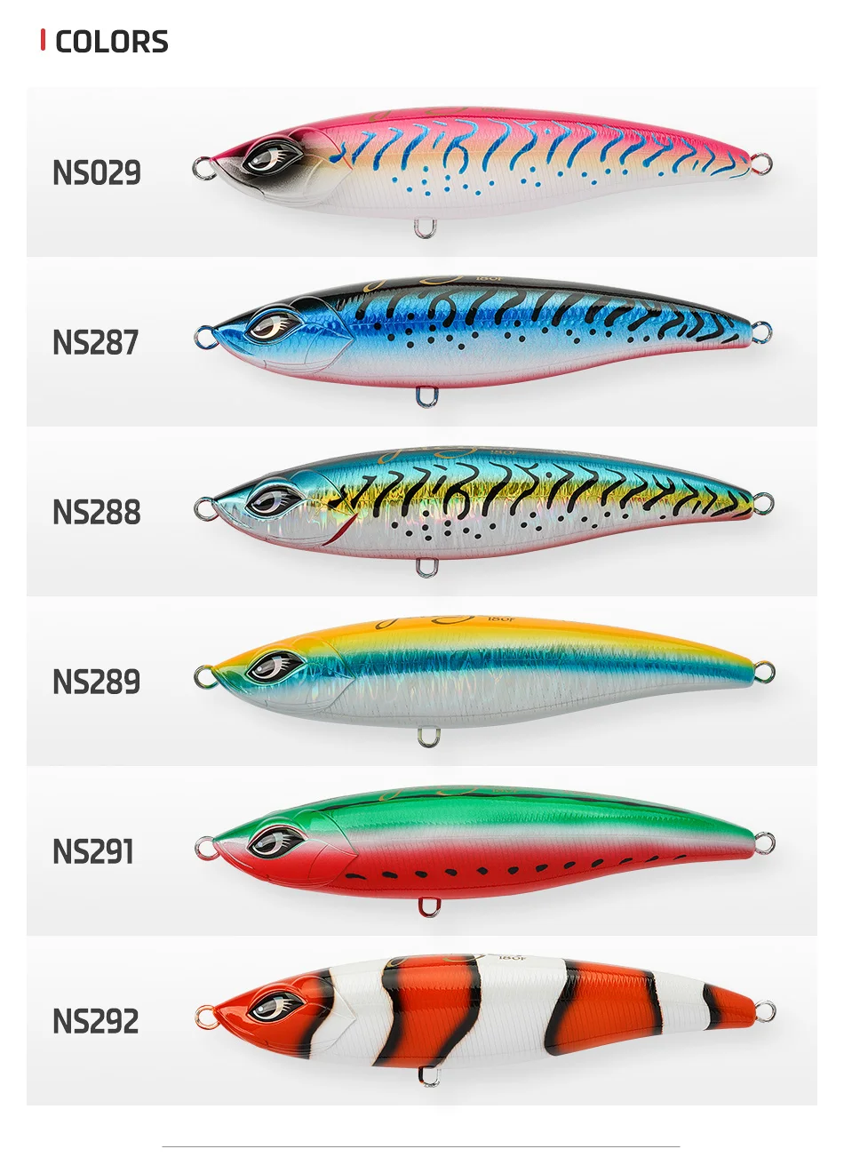 NOEBY Jaeger Schwimmender Stickbait Pencil-Köder 180mm 76g Salzwasser-Oberflächenköder für Großwildfischen – Detail 8