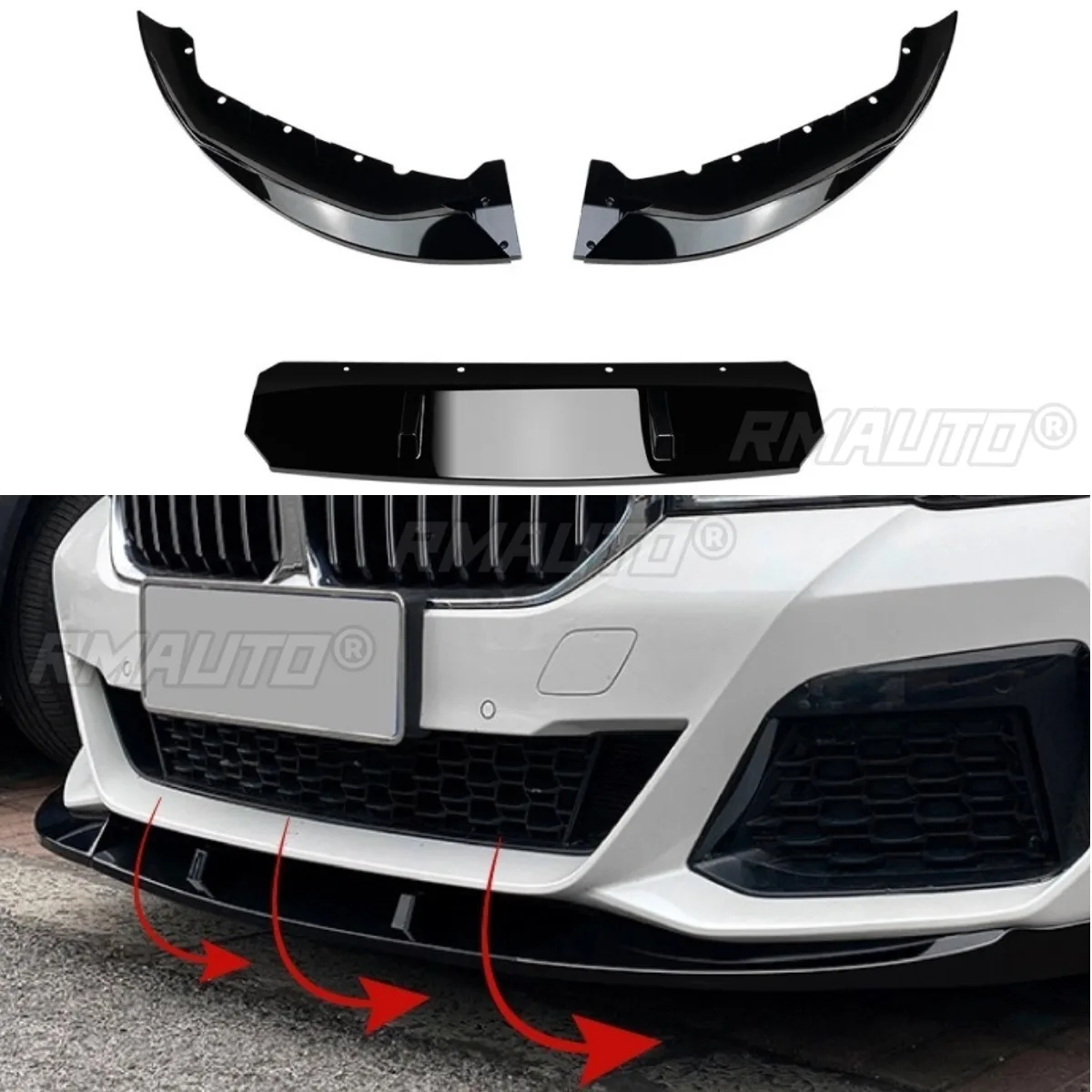 

Для BMW 5 серии G30 G31 M Sport 525i 530i 2021-2023 комплекты для стайлинга автомобильный передний бампер, разделитель губ, диффузор, спойлер, комплект для подбородка