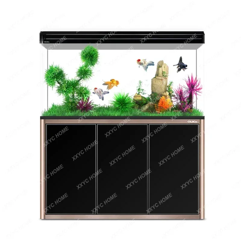 

Fish Tank Aquarium Large Living Room Home Fish Tank Lazy Ecological Change Water Glass Fish Globe with Cabinet