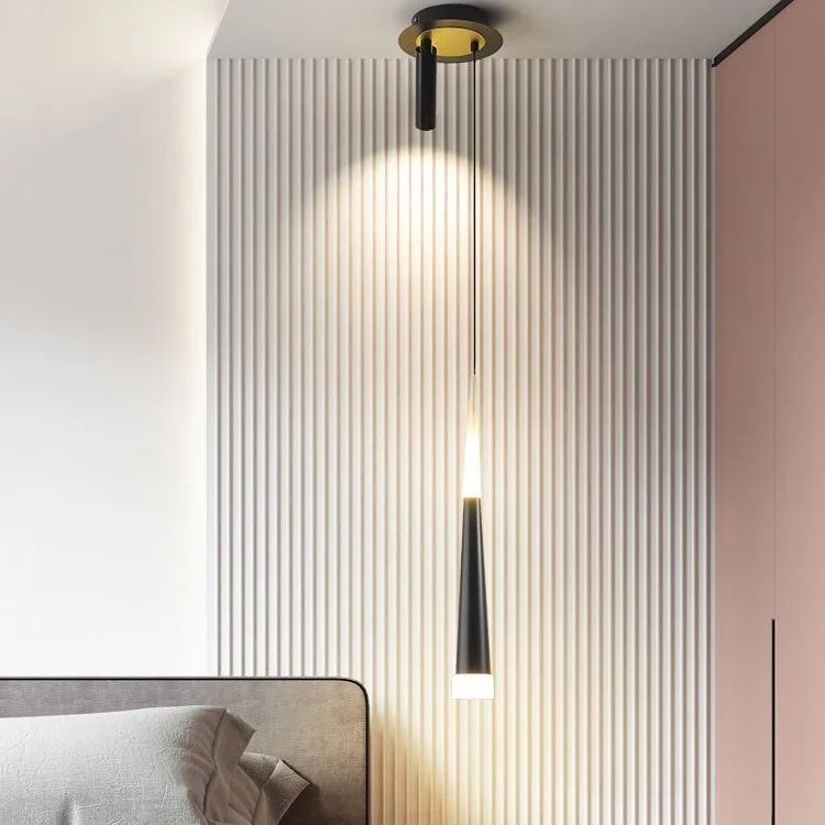 

Nordic light luxury bedside chandelier, living room background wall, long-line chandelier, aisle corridor with spotlig