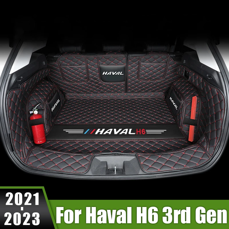 

For Haval H6 3rd Gen 2021 2022 2023 GT DHT-PHEV Leather Car Rear Trunk Mats Waterproof Tray Cargo Pad Trunk Carpet Accessories