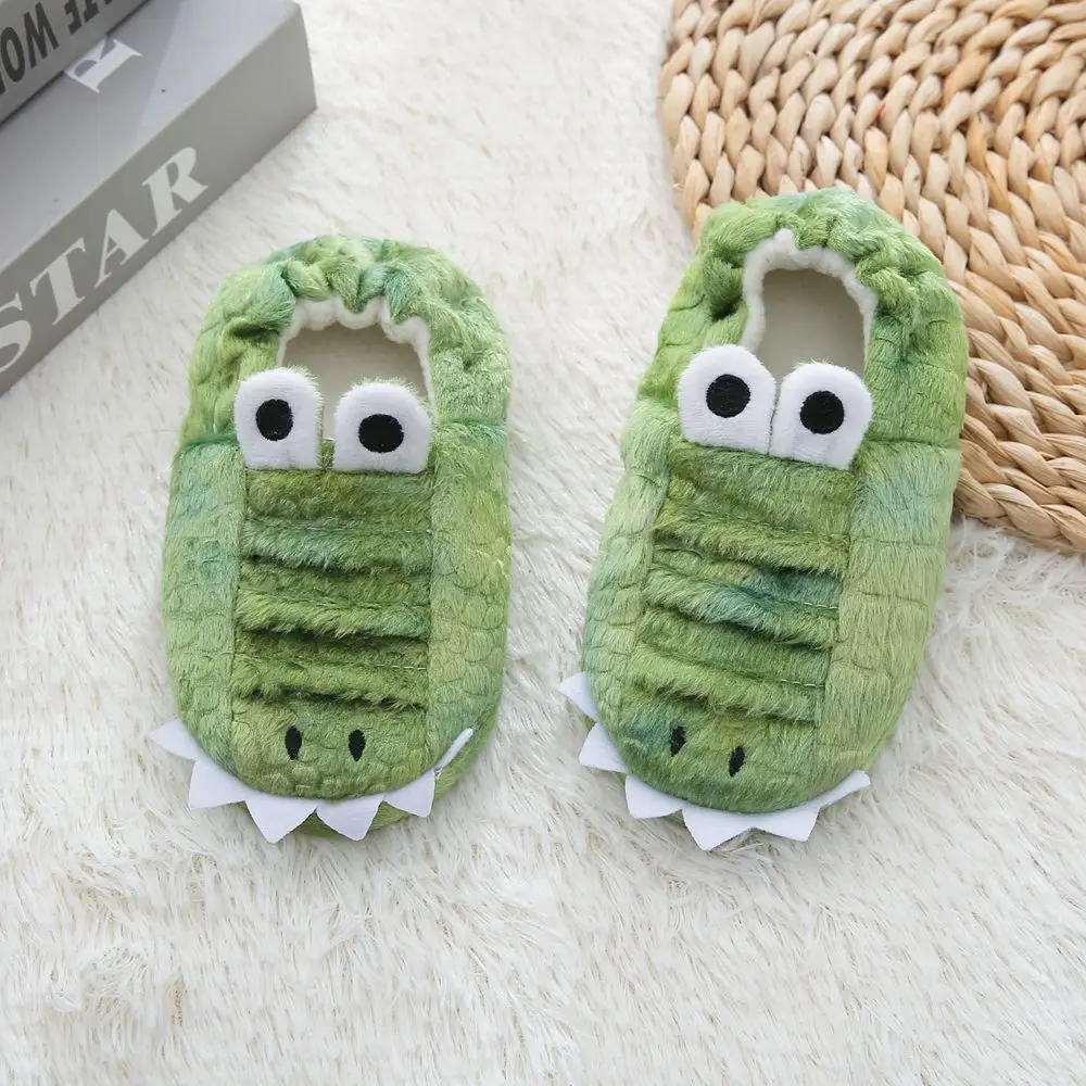 New Lifelike Fuzzy Dino Slippers Children Winter Warm Floor Shoes Kids Heel Wrap Slippers Toddler Child Dinosaur Animals Slides