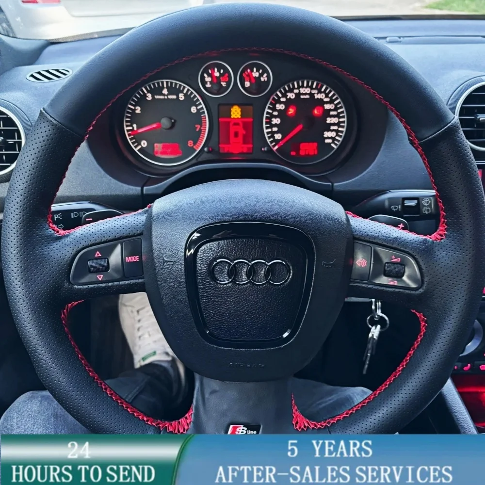 Customized Car Steering Wheel Cover Hand Sewing Microfiber Leather For Audi A3(8P) A4(B8) A5 A8 A8L Q7 RS4 S4 S5 S6 S8 2007