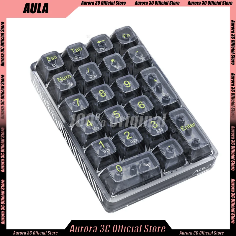 

AULA F21 Numeric Keypad Wireless Bluetooth 21Keys 3 mode Transparent Numeric Mechanical Keyboard Gaming RGB Backlight Number Pad