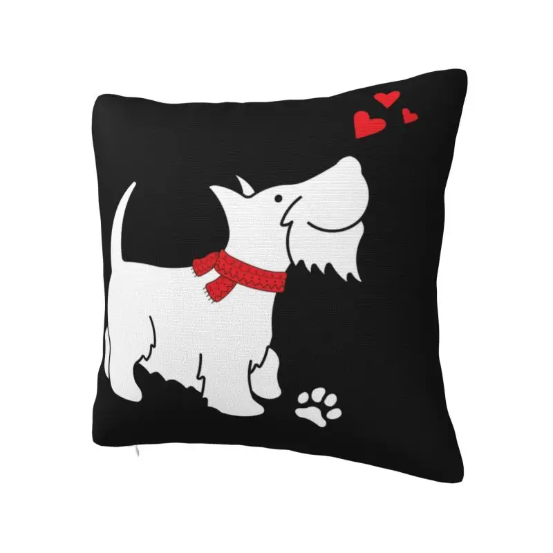 Luxury Scottish Terrier Love Cushion Cover Velvet Scottie Dog Throw Pillow Case Living Room Decoration