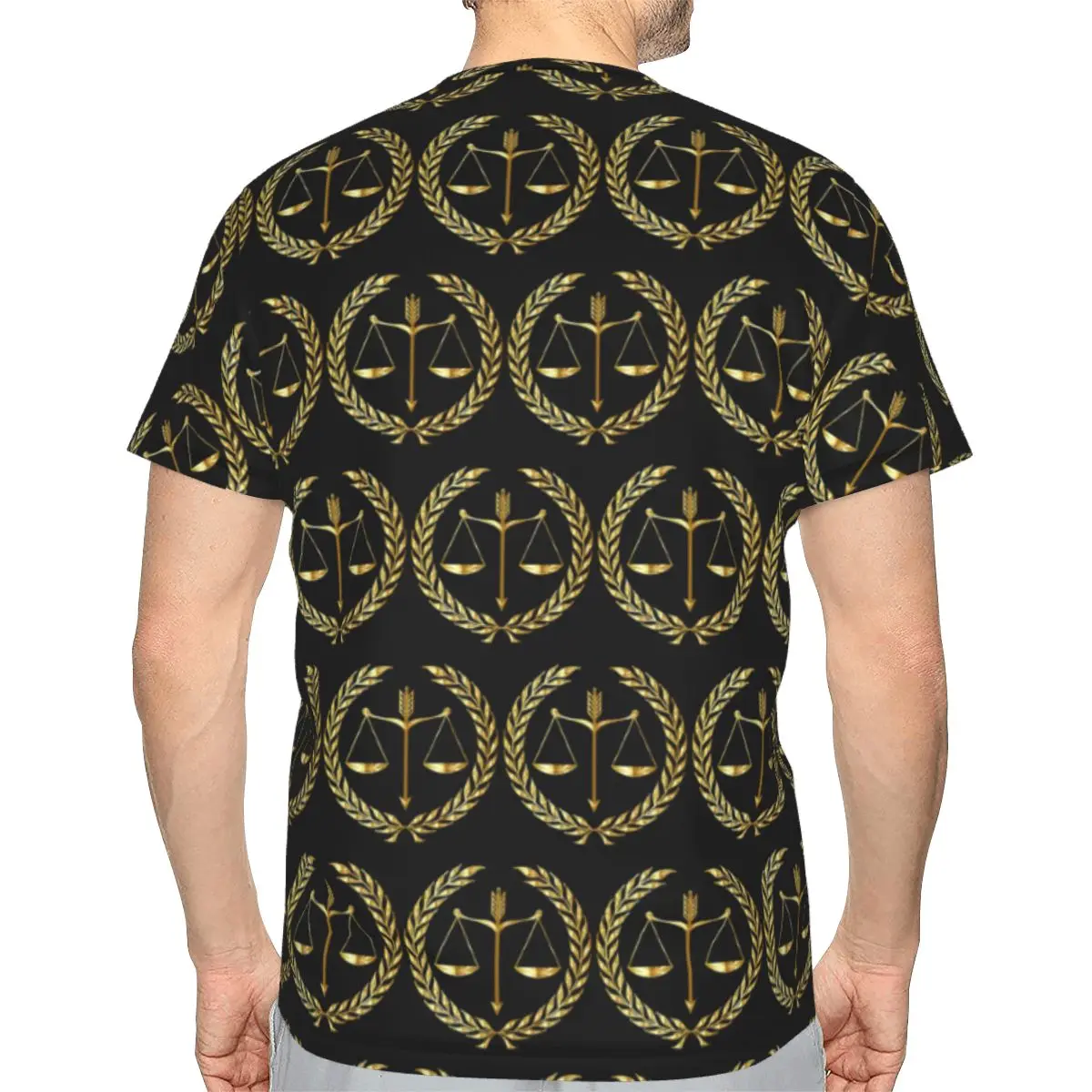 Gold Scales Of Justice Law Logo 100% Cotton T-Shirt Men'sFunny T Shirts Men Round Neck Short Sleeve