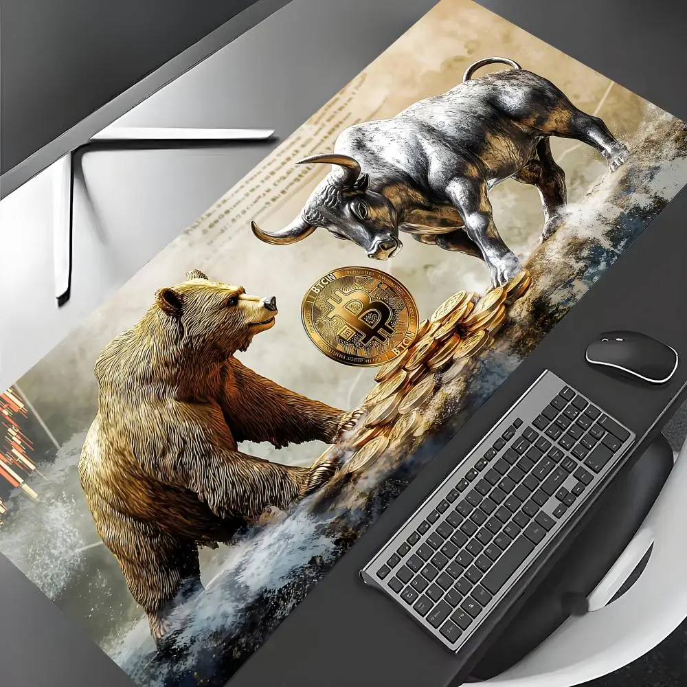 Bull market and bear market large Mouse Pad Gaming mats Non-Slip Desk Mat mouse carpet with Stitched Edge HD printing Office mat