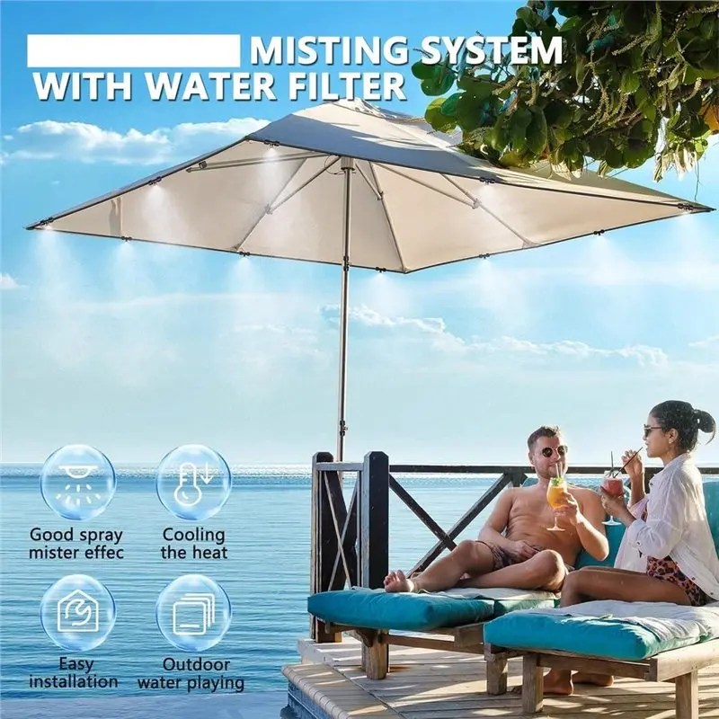 ABDJ-Low-Pressure Garden Atomizing Cool System 1Set Outdoor Patio Sprayering Kit With Water Filter, Spraying System Hose EU Plug