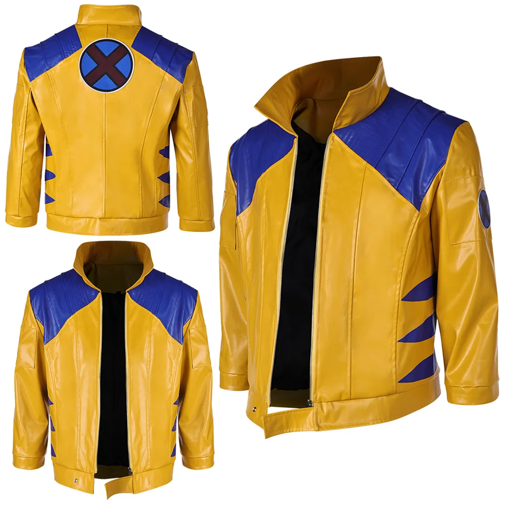 Logan Cosplay Jacket  Coat Costume Game Rival Vajra Wolf Disguise Yellow Leather Coat Men Role Streetcoat Outfits Halloween Suit