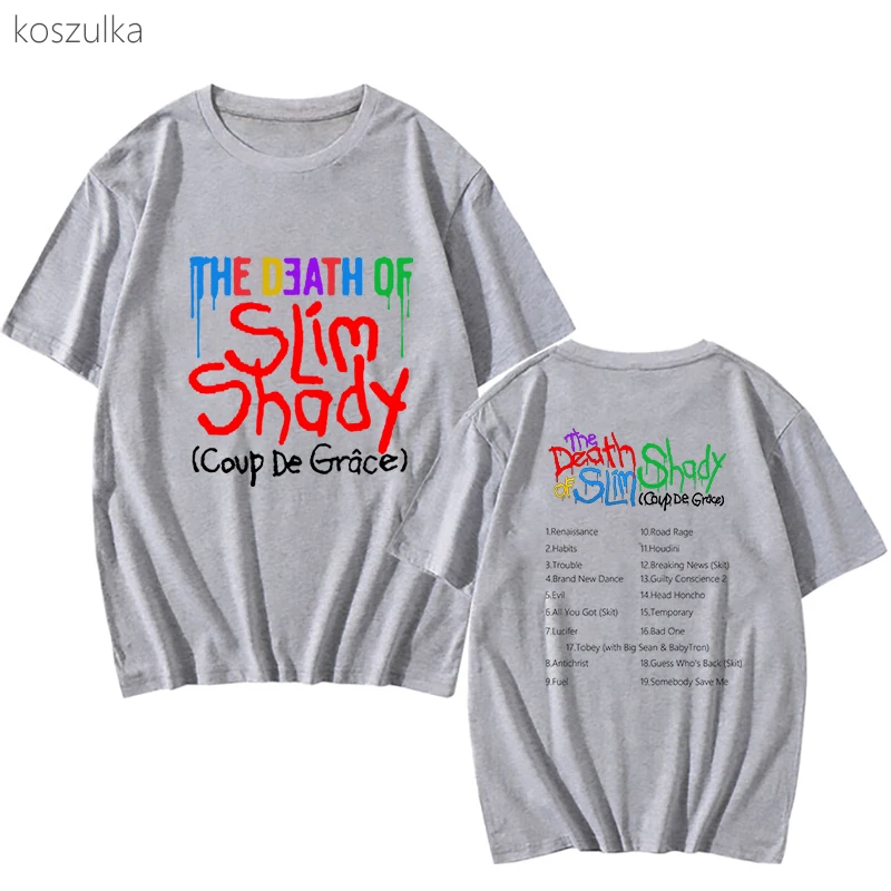 The Death of Slim Shady Tshirt 100% Bawełna Koszulki Graficzne T Shirt Mężczyźni/kobiety Kawaii Odzież Ponadgabarytowe Letnie T-shirty z Krótkim Rękawem