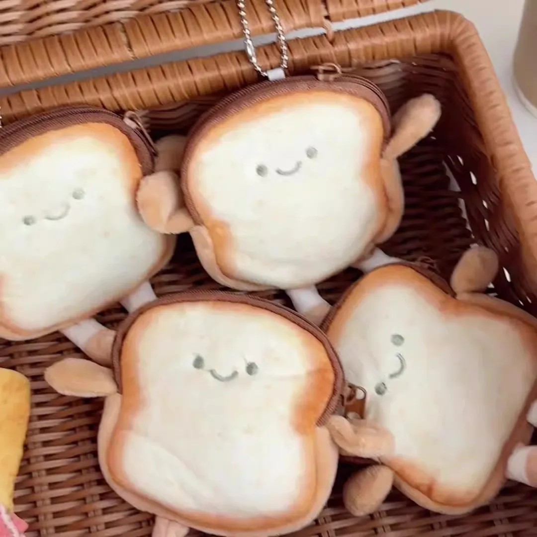 Simpatico cartone animato Toast portamonete creativo peluche bambola appesa monete cuffie borsa portaoggetti portachiavi regali di compleanno