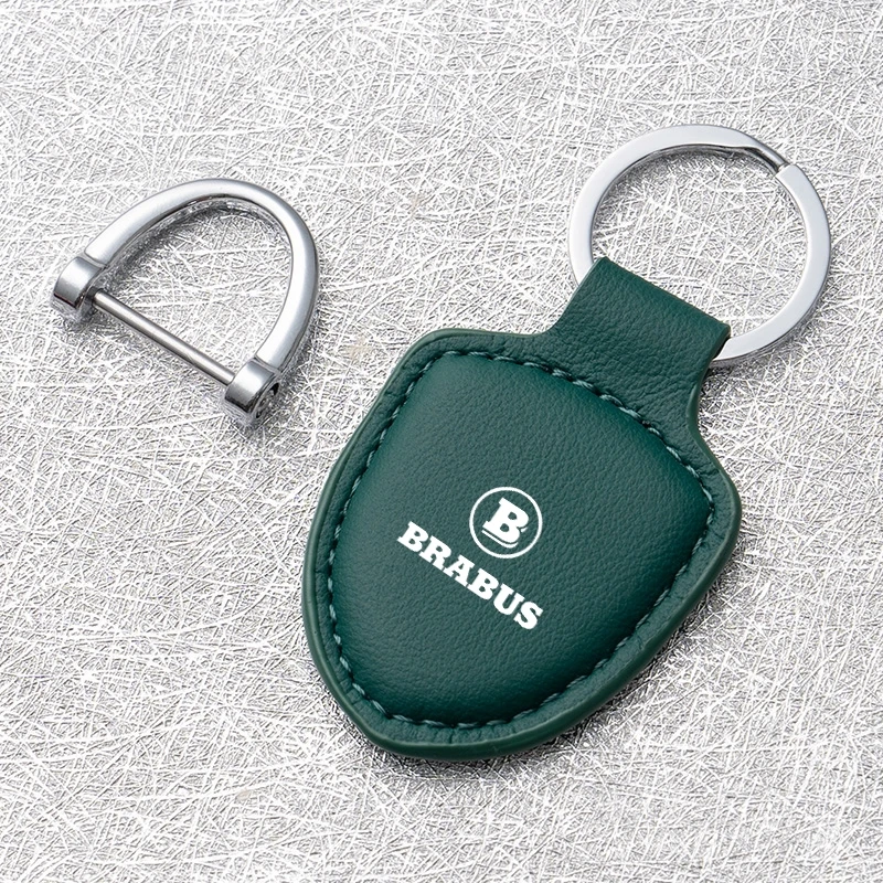 

PU Leather Car Shield Keychain for Brabus W204 W205 W254 GLC w176 GLK VITO CLA G63 G65 W463 G500 Key Ring Styling Key Accessory