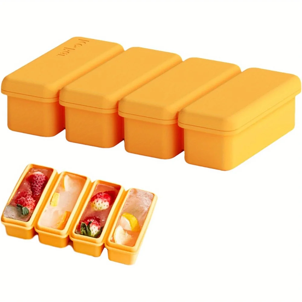 4er-Silikon-Eiswürfelformen mit Deckel, hausgemachte Eisformen, Lebensmittel-Gefrierbehälter für Suppen und Saucen – Detail 6