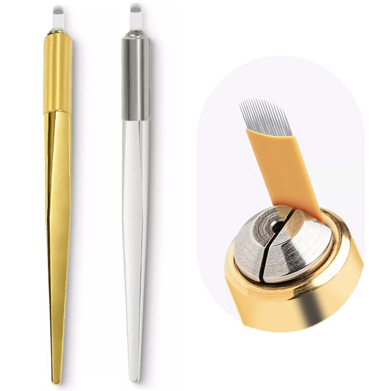 Golden Tebori 3D Tattoo Pen Microblading Tattoos Needles Permanent Makeup Manual Professional Eyebrow Lips Tattoo Set Supplies