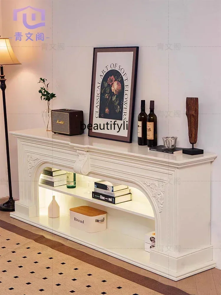 

D96 H Французский резной камин из цельного дерева, шкаф для телевизора, простой входной шкаф, светильник для гостиной, роскошный шкаф для сувениров