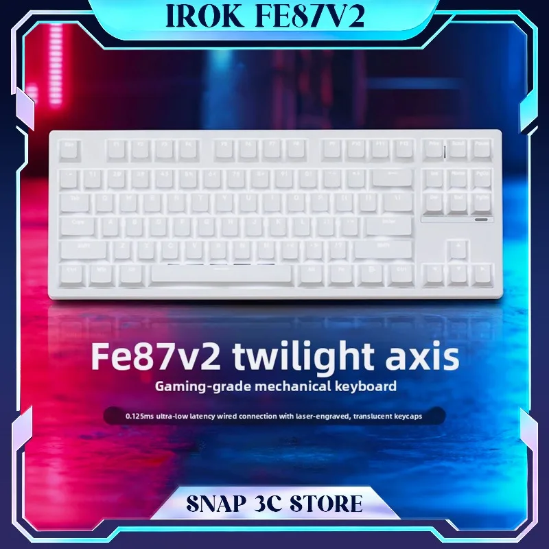 IROK FE87V2 Magnetic Switch Gaming Keyboard Dual 8K Polling Rate Tri-mode Wireless Bluetooth TKL 87 Keys Rapid Trigger RT Hall
