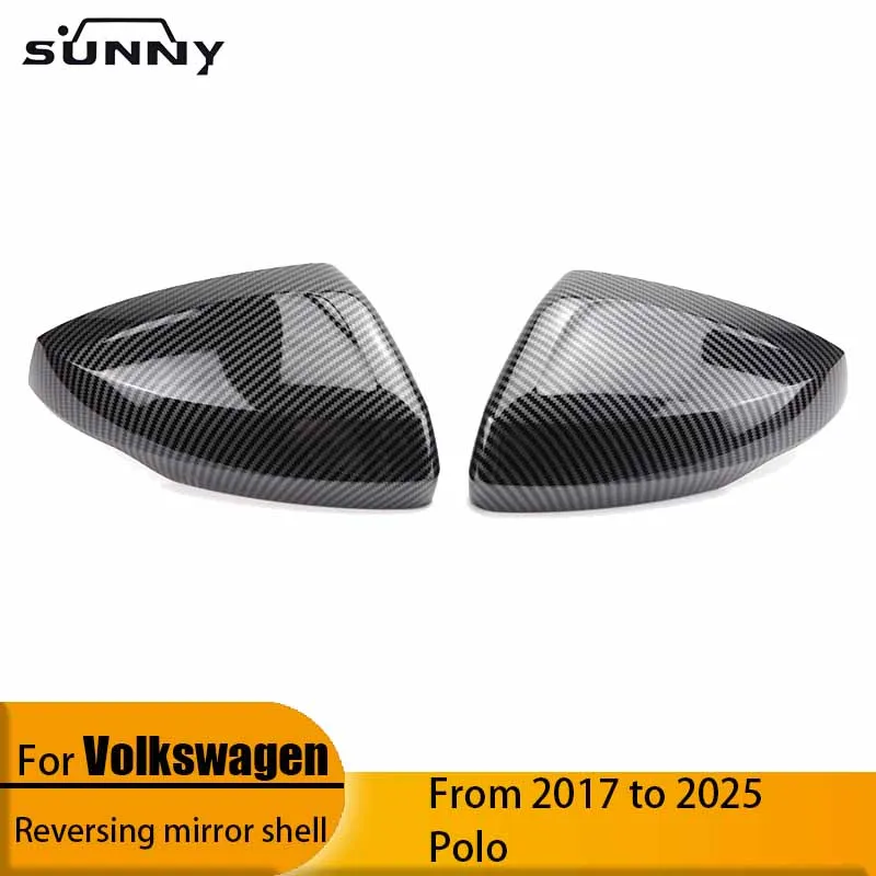 

For 2017-2025 Volkswagen new polo polo plus gloss black carbon print replacement mirror housing