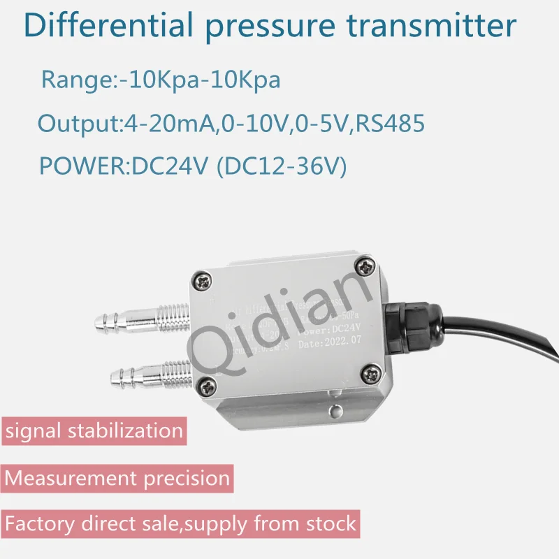 

4-20ma Gas Differential Pressure Sensor small vacuum Micro pressure Transmitter 24v power supply 10kpa