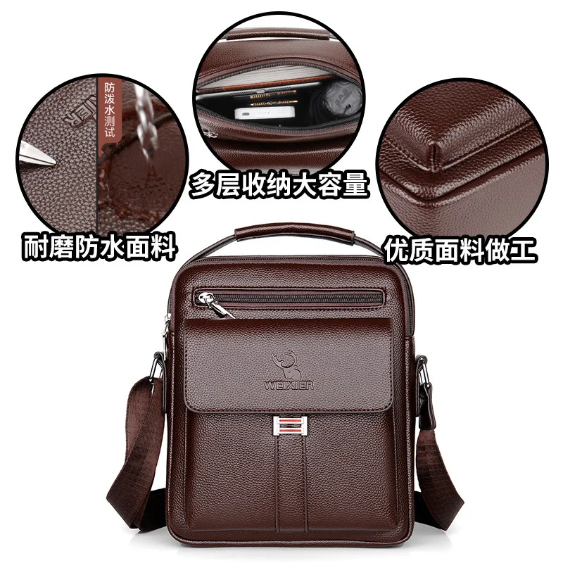 WEIXIER Men Crossbody Shoulder Bags Waterproof Vintage Men Handbags Large Capacity PU Leather Bag Man Messenger bags Tote bag 가방