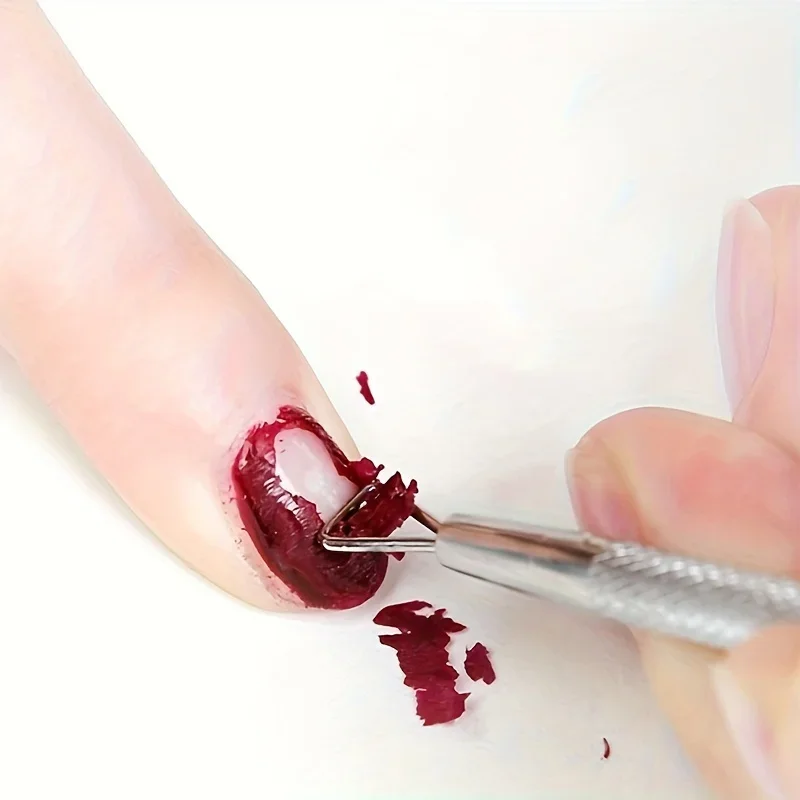 الفولاذ المقاوم للصدأ مسواك الأظافر مزدوج الرأس ثنائي الغرض مسمار يدفع المهنية صالون الأشعة فوق البنفسجية هلام مزيل طلاء الأظافر أدوات الرسم #1