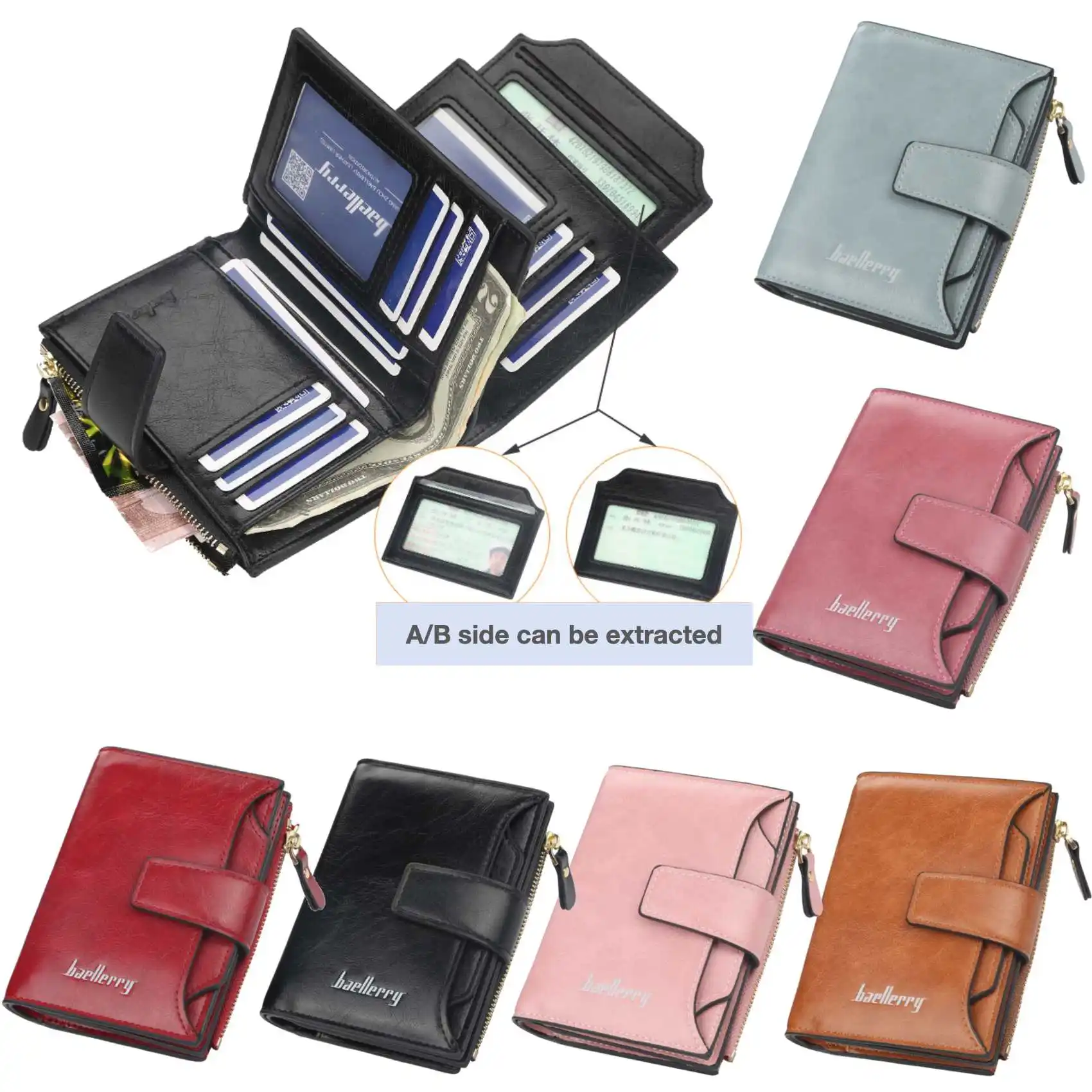 

Casual Trifold Men's And Women's Unisex Short Wallet Multi-Card Driver's License Card Holder Large Capacity Zipper Coin Purse