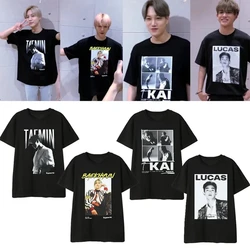 Kpop Y2K EXO KAI MARK Album Photo PRINTE t-shirt estate donna manica a pipistrello t-shirt in cotone Harajuku anni '90 Oversize Streetwear