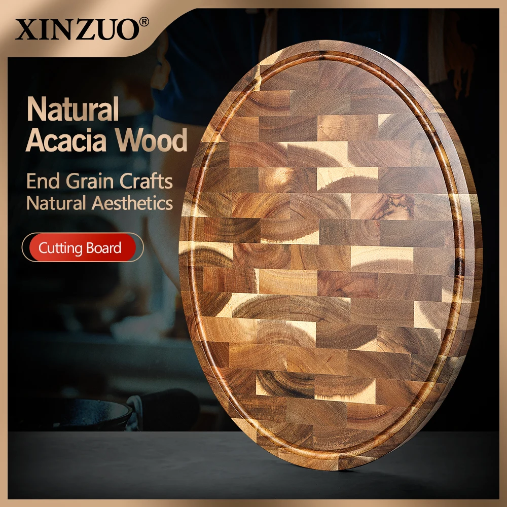 

XINZUO Acacia Wood Cutting Board Cut Bread Fruit Meat Quality Kitchen Wooden Chopping Blocks Non-slip Kitchen Tools