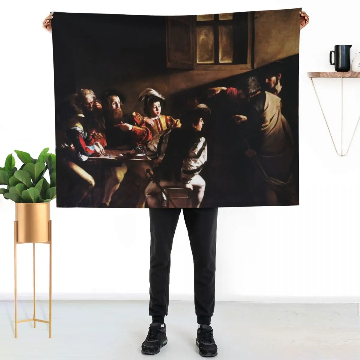 Caravaggio The Calling of Saint Matthew Throw Blanket Cute Plaid Sleeping Bag funny gift Luxury Designer Blankets