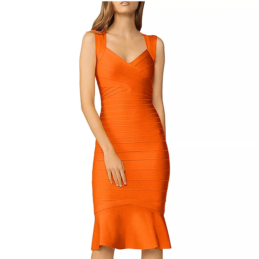 

Women Elegant Bandage Dresses 2023 New Sexy Backless Clothes Club Party Midi Dresses
