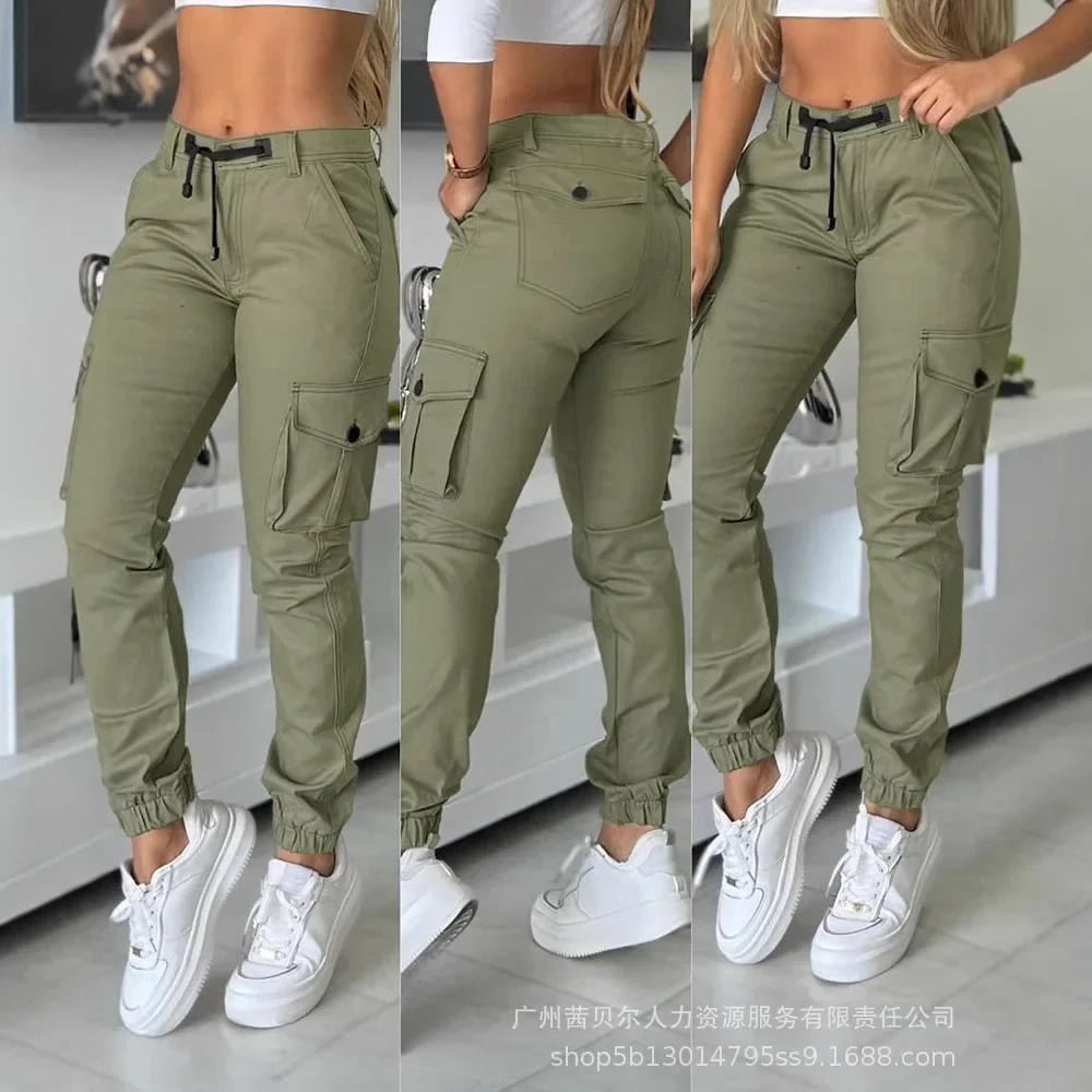 

Women Cargo Pant Long Pants Casual Streetwear High Waist Capris Splice Pocket Button Straight Trousers Autumn Spring Y2k Jogger