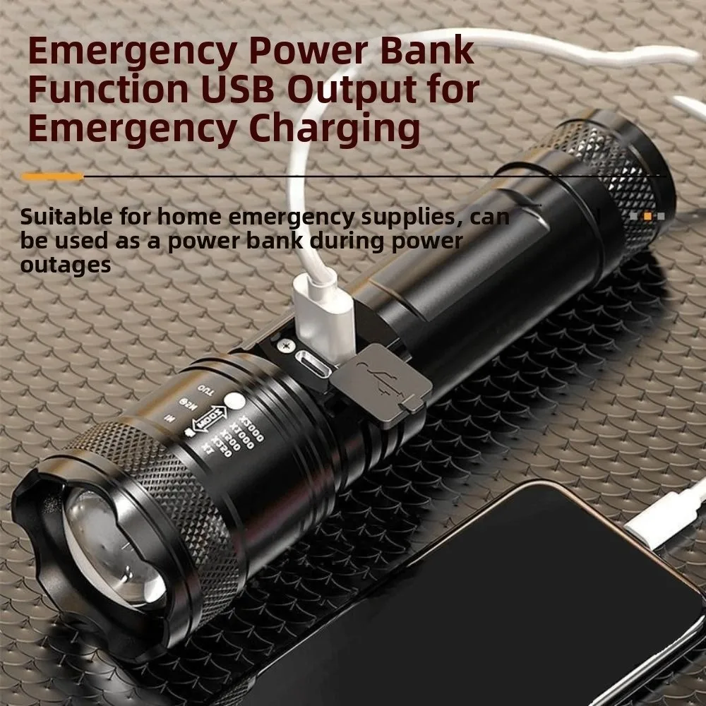 Super Bright Strong LED Flashlight Waterproof 3 Modes Zoomable Flashlight Multifunctional High Power Outdoor Camping Light