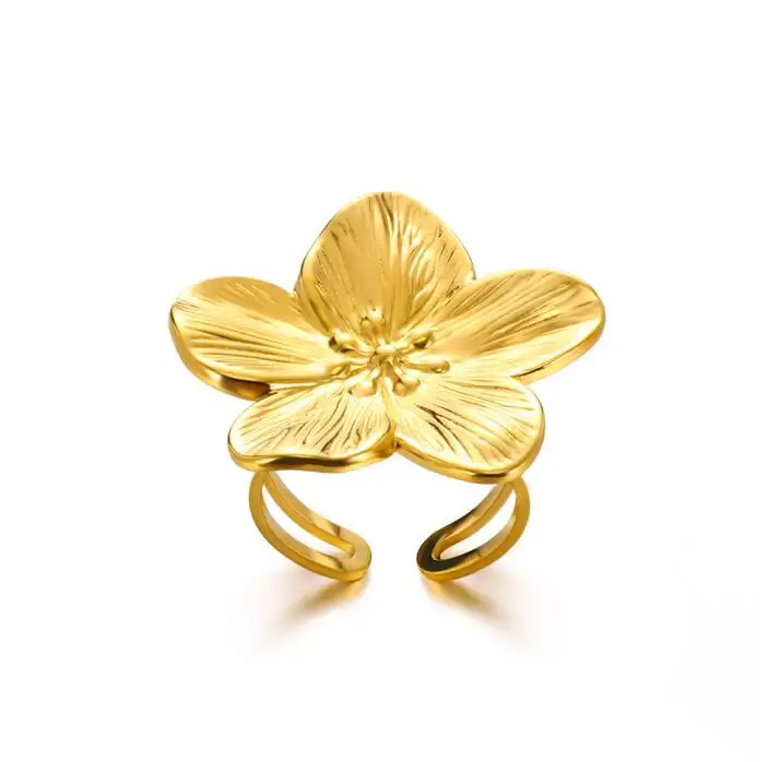 Minimalistische textuur roestvrij staal geometrische ringen voor vrouwen gouden kleur opening paar ring esthetische bruiloft kerst sieraden