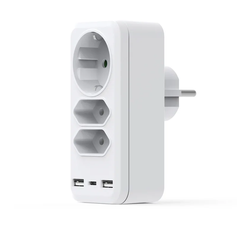 KR Plug Adapter EU Socket AC Outlet USB Charging Ports Euro Extension Power Strip Power Adapter Converter Wall Socket