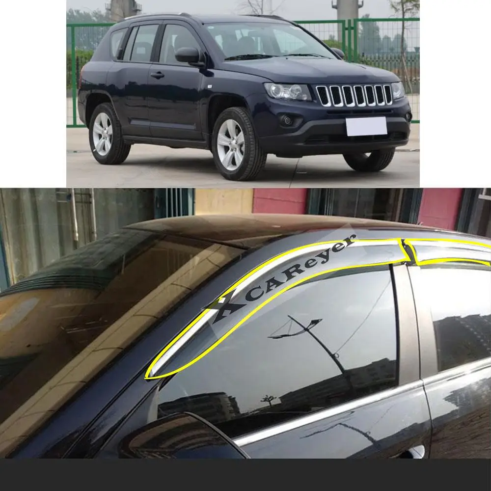 ل جيب كومباس 2009 2010 2011 2012 2013 2014 2015 2016 سيارة ملصق البلاستيك زجاج النافذة الرياح قناع المطر/الشمس الحرس تنفيس أجزاء