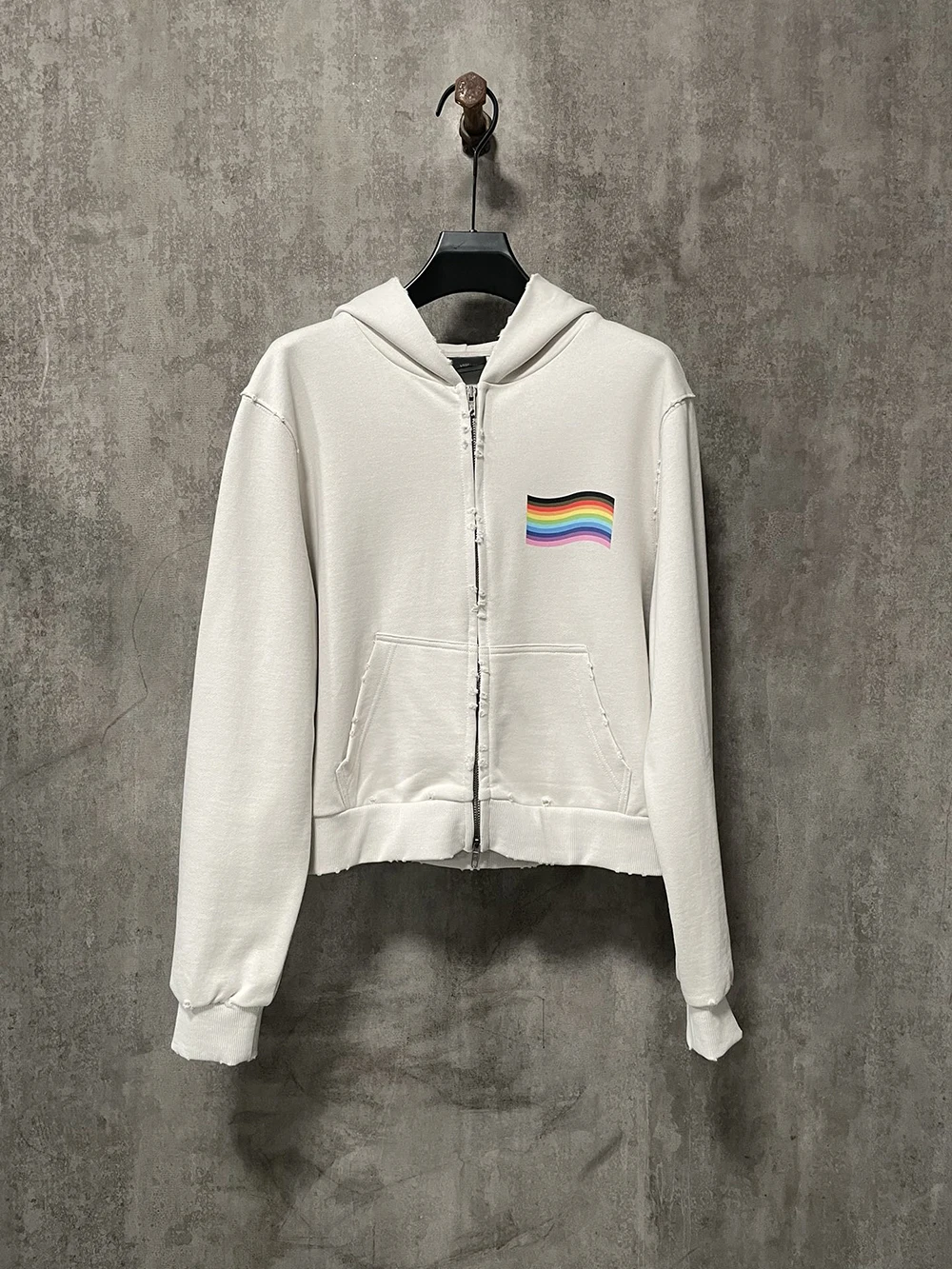 2024fw 1:1 Best Version Rainbow Flag Zip-up Hoodie Luxury Women Oversized Hooded Sweatshirts Pullovers Women