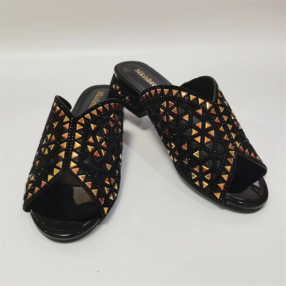 Fashion Women Rhinestone Shoes Comfortable Lady Casual Beach Shoes Rhinestone Slippers Female Peep-toe  Shoes F626-2