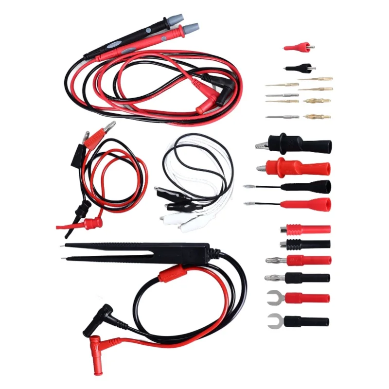 27Pcs Multimeter Test Set Electrical Hook Probes Multifunctional Replaceable Kit 10A With 1mm 2mm 4mm Needle Pins