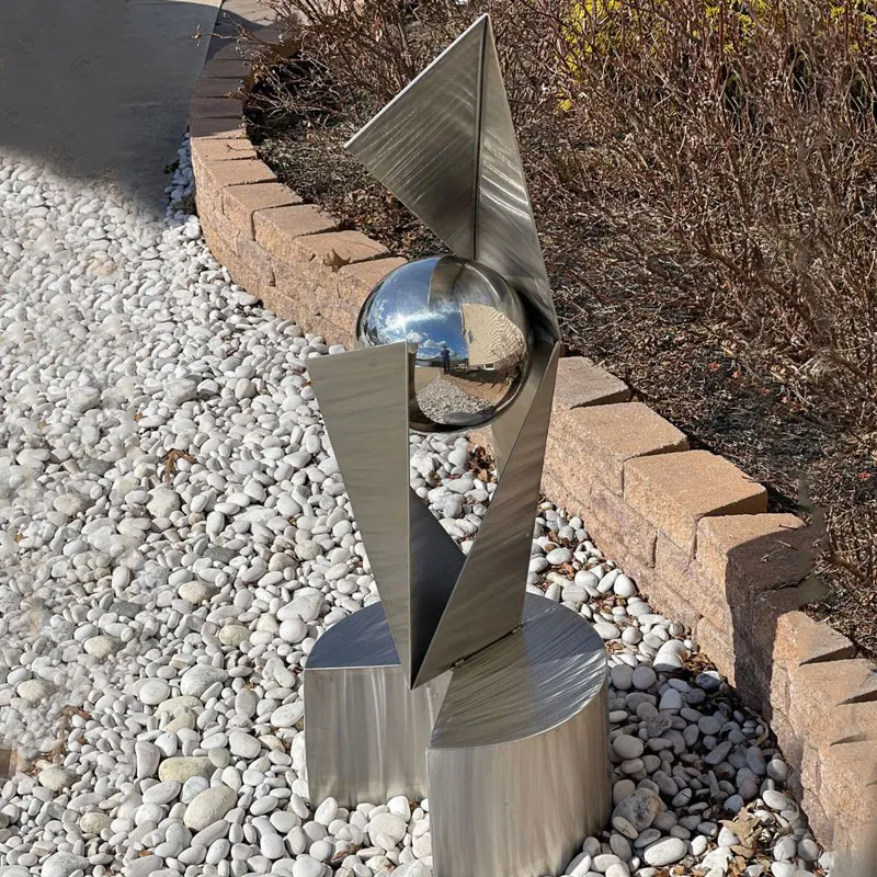Large Mirror Polished Stainless Steel Cone Sculpture Custom Metal Abstract Park Landscape Garden Decor