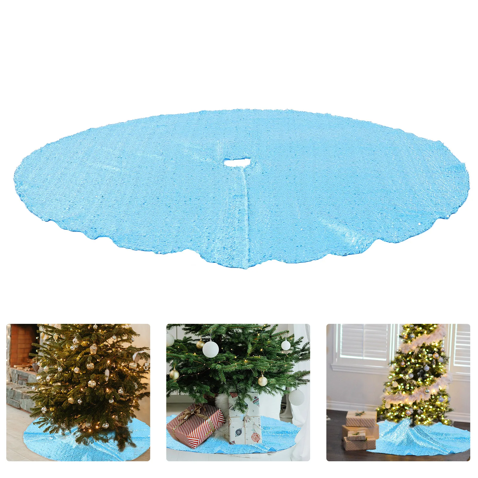 

1Pcs Sparkling Tree Skirt Decor Xmas Tree Cushion for Christmas Holiday Home Hotel Store Window Display Christmas Decoration